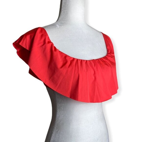 Trina Turk NWT $82 Getaway Off-the-Shoulder Top in Orange Poppy Women's Sz 6 - Picture 3 of 7